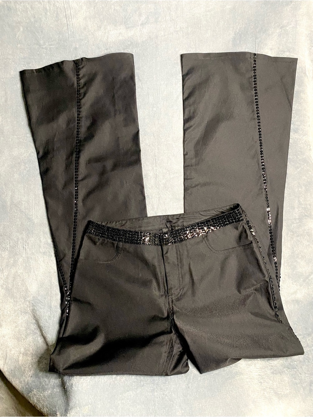 Y2K DKNY Jeans Black Sequin Flare Pants